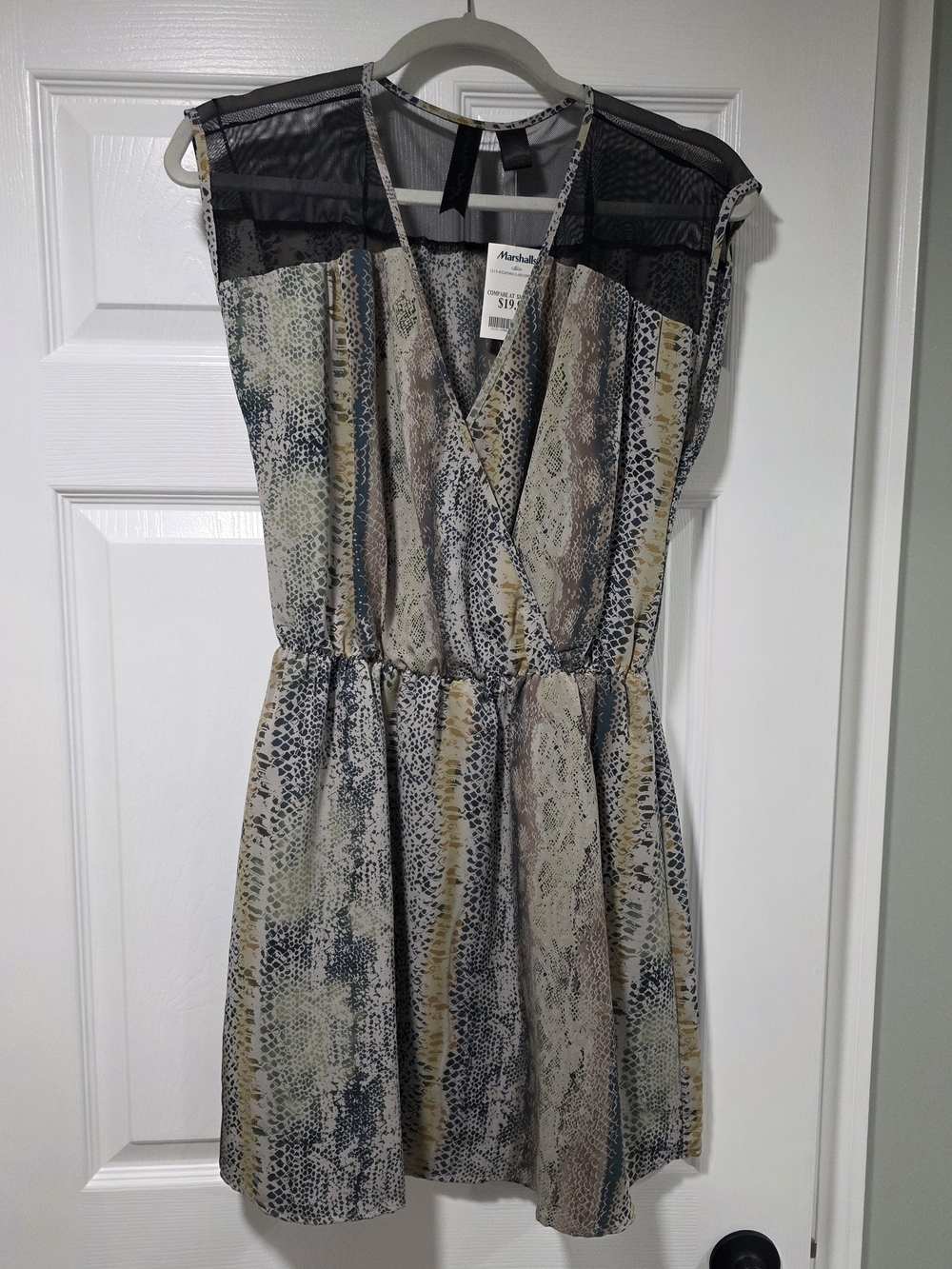 Petticoat Alley Multi-Color Faux-Snake Print Sleeveless Wrap Dress